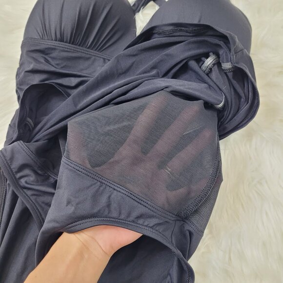 Lauren Ralph Lauren Black One Piece Swimsuit Twist Swimdress Cut Out Size 8 Pool - Picture 6 of 12